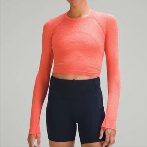 Lululemon Swiftly Tech Cropped Long Sleeve Shirt 2.0. Size 6 Orange